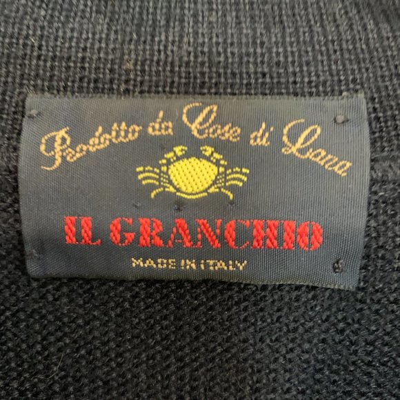 Vintage IL Granchio Black Pullover Polo Sweater Wool Blend Made in Italy Mens Lg - Picture 3 of 8